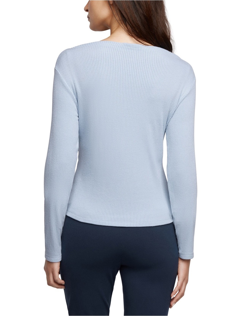 Banana Republic Light Blue Ribbed Boatneck Long Sleeve Top Sweater Large - Picture 2 of 8